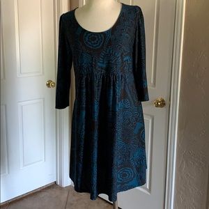 Teal Print Scoop neck Tunic/Dress